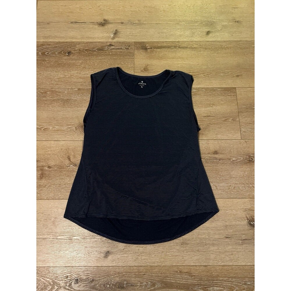 Athleta Womens Blue Striped Sleeveless Athletic Active Tank Top Size XL